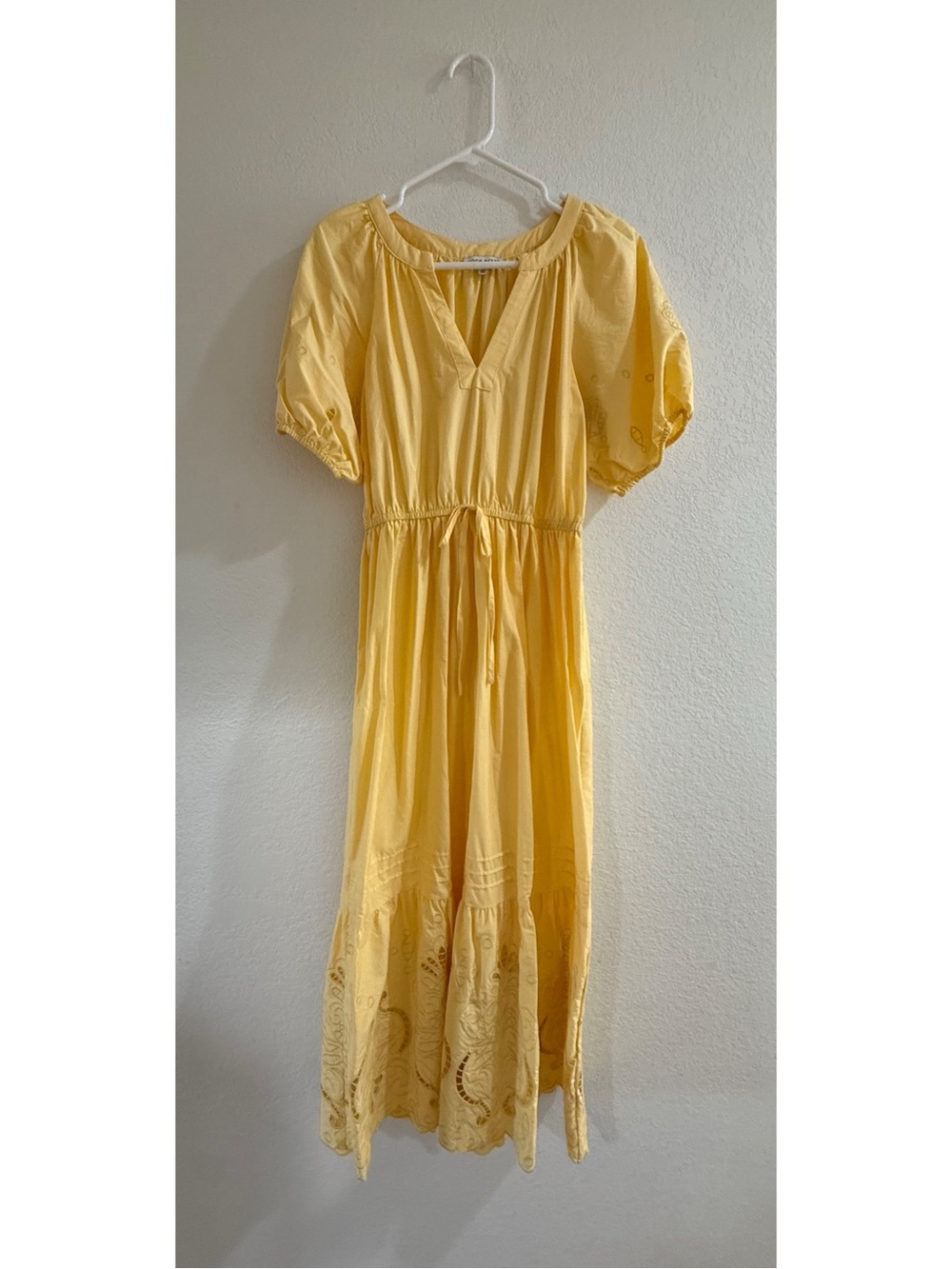Moon River Yellow Maxi Dress with Puff Sleeves